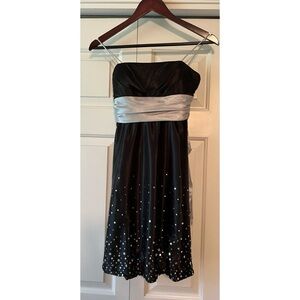 Black Gray Jump Apparel Juniors Starburst Strap Back Tie Event Dress 1/2 #739